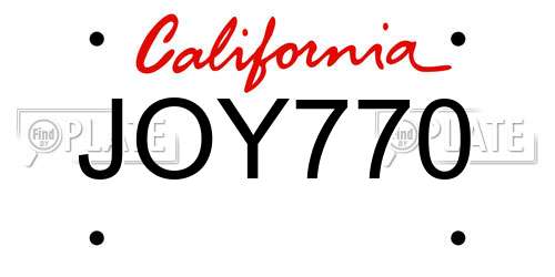 JOY770 California License Plate