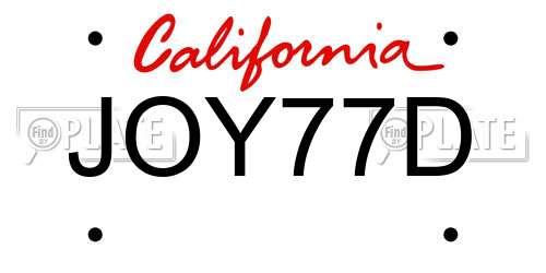 JOY77D California License Plate