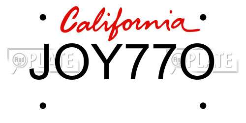 JOY77O California License Plate