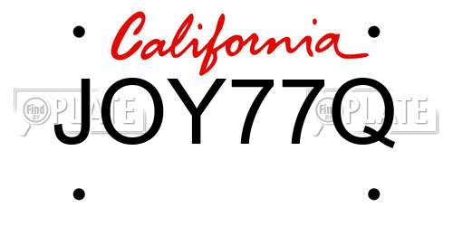 JOY77Q California License Plate