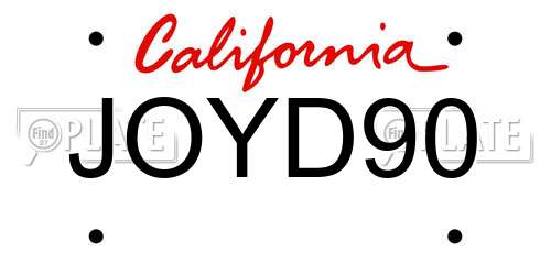 JOYD90 California License Plate