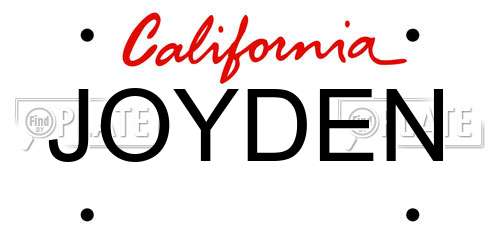 JOYDEN California License Plate