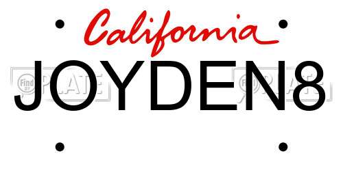 JOYDEN8 California License Plate