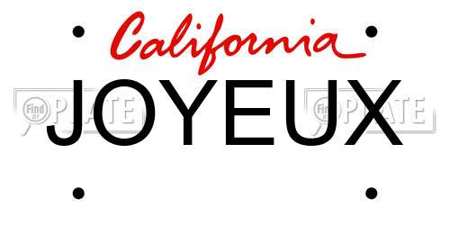 JOYEUX California License Plate