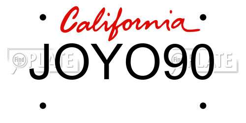 JOYO90 California License Plate