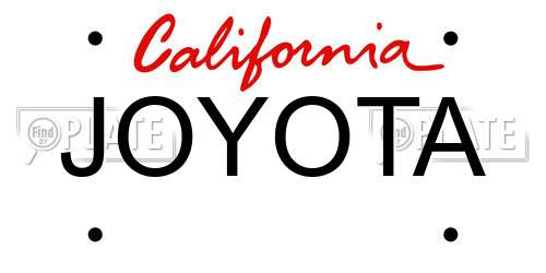 JOYOTA California License Plate