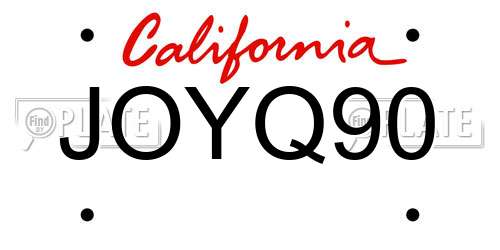 JOYQ90 California License Plate
