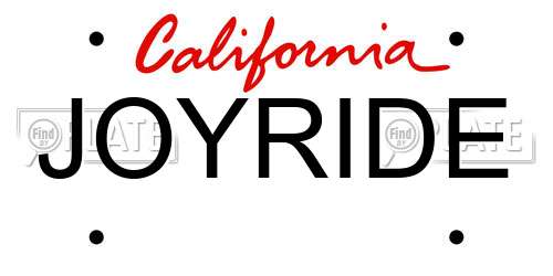 JOYRIDE California License Plate