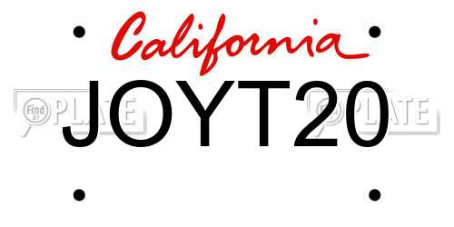 JOYT20 California License Plate