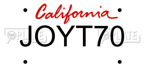JOYT70 California License Plate