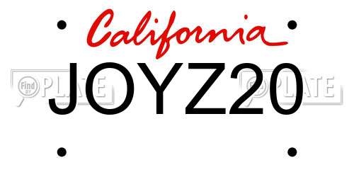 JOYZ20 California License Plate