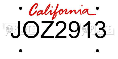 JOZ2913 California License Plate