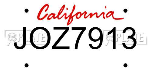 JOZ7913 California License Plate