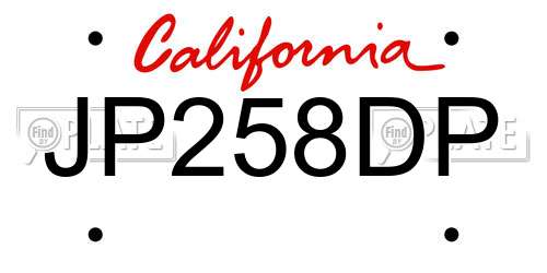 JP258DP California License Plate