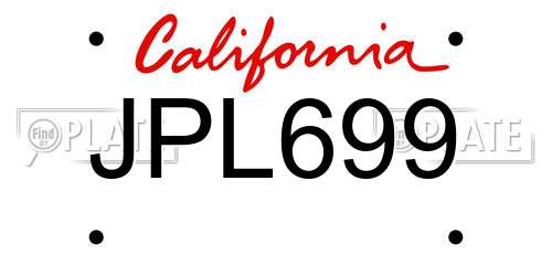 JPL699 California License Plate