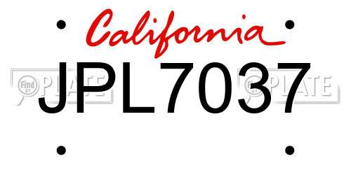 JPL7037 California License Plate
