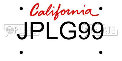 JPLG99 California License Plate