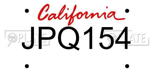 JPQ154 California License Plate