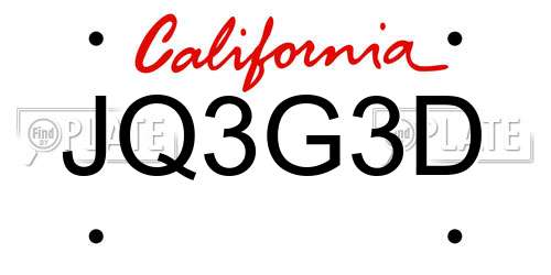 JQ3G3D California License Plate