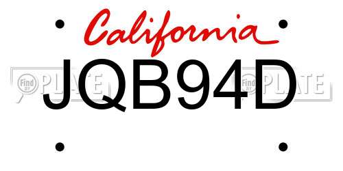 JQB94D California License Plate
