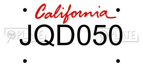 JQD050 California License Plate