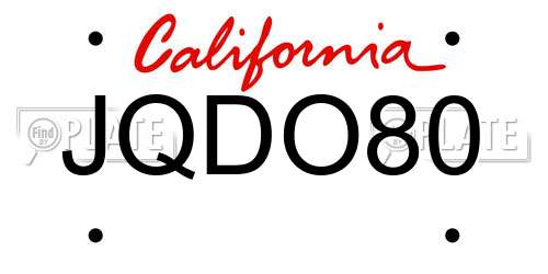 JQDO80 California License Plate