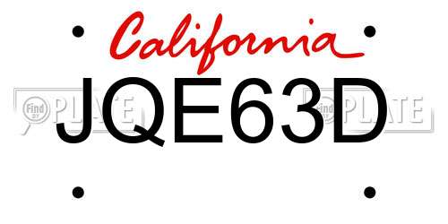 JQE63D California License Plate