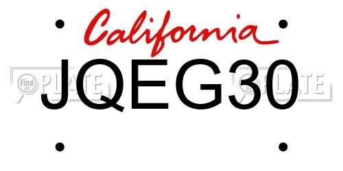 JQEG30 California License Plate
