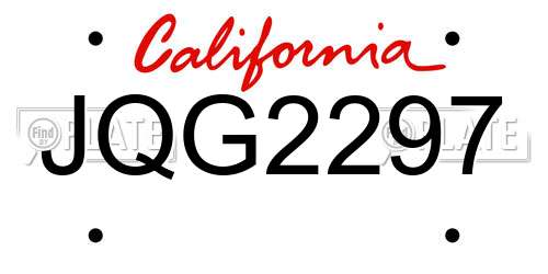 JQG2297 California License Plate