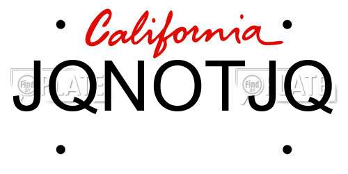 JQNOTJQ California License Plate