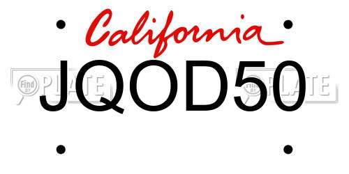 JQOD50 California License Plate