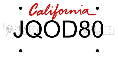 JQOD80 California License Plate