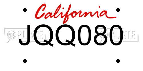 JQQ080 California License Plate
