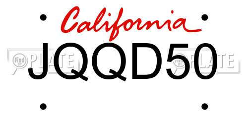 JQQD50 California License Plate