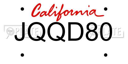 JQQD80 California License Plate