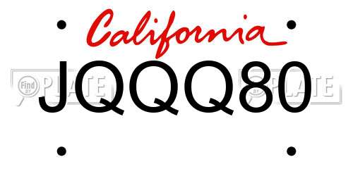 JQQQ80 California License Plate
