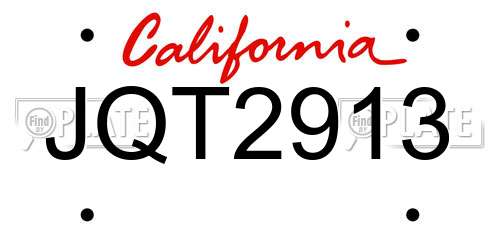 JQT2913 California License Plate