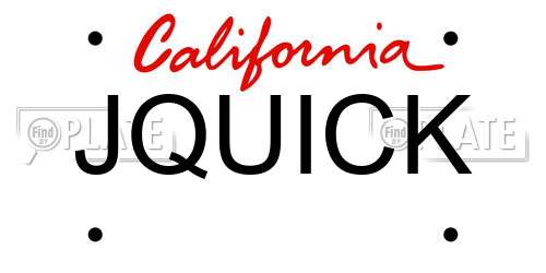 JQUICK California License Plate