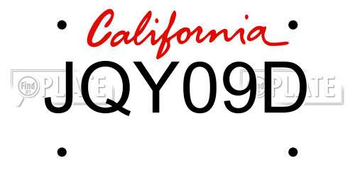 JQY09D California License Plate