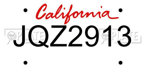 JQZ2913 California License Plate
