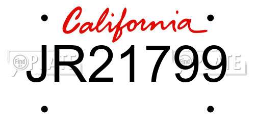 JR21799 California License Plate