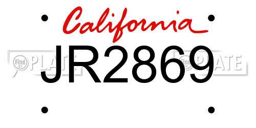 JR2869 California License Plate
