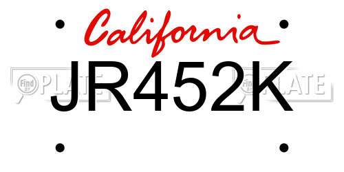 JR452K California License Plate