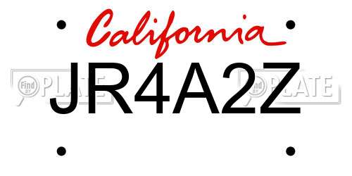 JR4A2Z California License Plate