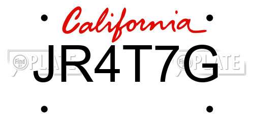 JR4T7G California License Plate