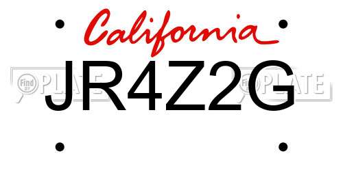JR4Z2G California License Plate