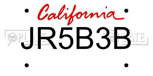JR5B3B California License Plate