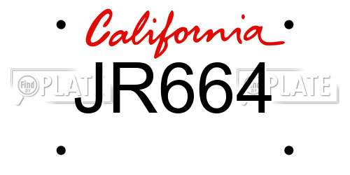 JR664 California License Plate