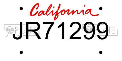 JR71299 California License Plate