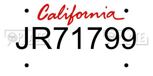 JR71799 California License Plate